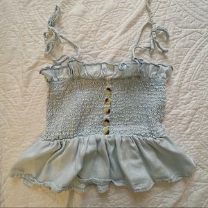 Sky blue ruched Francesca’s tank top